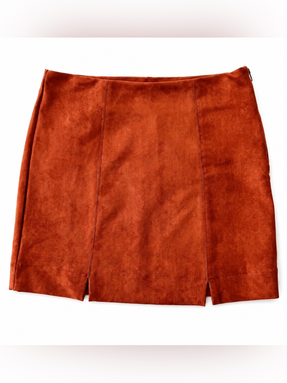 Lyn Burches Faux Suede Mini Skirt M Rust Burnt Orange Fall Boho